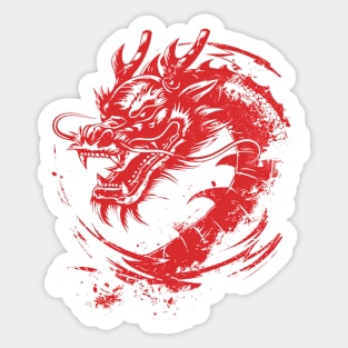 Symbolic zodiac Red Chinese Dragon Sticker